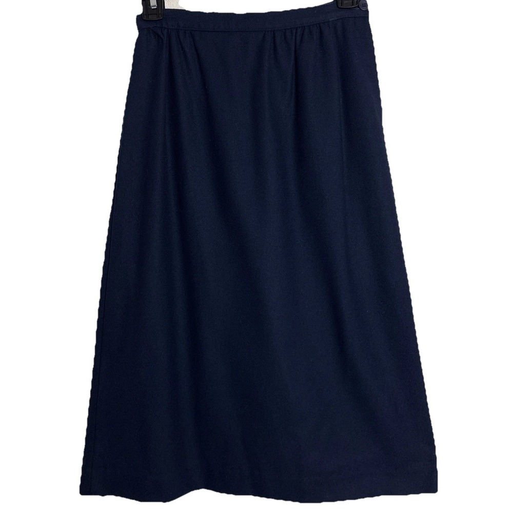 VTG Pendleton 100% Virgin Wool Midi Pencil Skirt Women 10 Navy‎ Blue USA Classic